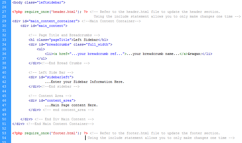 Interior HTML Structure